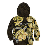 Personalised Aloha Hawaii Oahu Island Kid Hoodie Gathering Place Sea Turtle Ilima Flowers