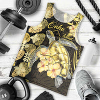 Personalised Aloha Hawaii Oahu Island Men Tank Top Gathering Place Sea Turtle Ilima Flowers LT14 - Polynesian Pride