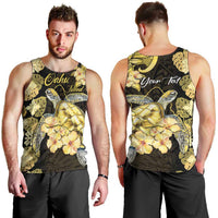 Personalised Aloha Hawaii Oahu Island Men Tank Top Gathering Place Sea Turtle Ilima Flowers LT14 - Polynesian Pride