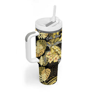 Personalised Aloha Hawaii Oahu Island Tumbler With Handle Gathering Place Sea Turtle Ilima Flowers LT14 - Polynesian Pride