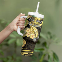 Personalised Aloha Hawaii Oahu Island Tumbler With Handle Gathering Place Sea Turtle Ilima Flowers LT14 - Polynesian Pride
