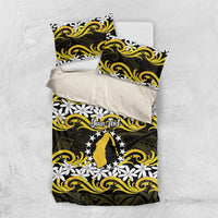 Personalised Cook Islands Aitutaki Bedding Set Tiare Maori Polynesian Waves Tattoo LT14 US Twin 172cm x 218cm Yellow - Polynesian Pride