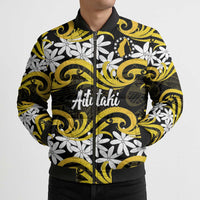 Personalised Cook Islands Aitutaki Bomber Puffer Jacket Tiare Maori Polynesian Waves Tattoo LT14 - Polynesian Pride