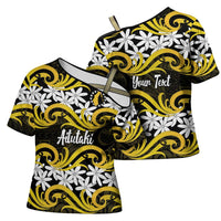 Personalised Cook Islands Aitutaki Cross Shoulder Shirt Tiare Maori Polynesian Waves Tattoo LT14 - Polynesian Pride