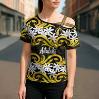 Personalised Cook Islands Aitutaki Cross Shoulder Shirt Tiare Maori Polynesian Waves Tattoo LT14 - Polynesian Pride