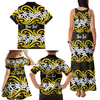 Personalised Cook Islands Aitutaki Family Matching Tank Maxi Dress and Hawaiian Shirt Tiare Maori Polynesian Waves Tattoo