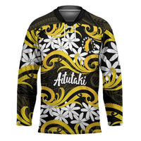 Personalised Cook Islands Aitutaki Hockey Jersey Tiare Maori Polynesian Waves Tattoo LT14 Unisex Yellow - Polynesian Pride