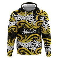 Personalised Cook Islands Aitutaki Hoodie Tiare Maori Polynesian Waves Tattoo LT14 Pullover Hoodie Yellow - Polynesian Pride