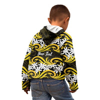 Personalised Cook Islands Aitutaki Kid Hoodie Tiare Maori Polynesian Waves Tattoo LT14 - Polynesian Pride