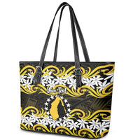 Personalised Cook Islands Aitutaki Leather Tote Bag Tiare Maori Polynesian Waves Tattoo LT14 - Polynesian Pride