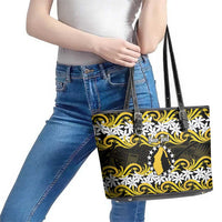 Personalised Cook Islands Aitutaki Leather Tote Bag Tiare Maori Polynesian Waves Tattoo LT14 - Polynesian Pride