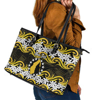 Personalised Cook Islands Aitutaki Leather Tote Bag Tiare Maori Polynesian Waves Tattoo LT14 - Polynesian Pride