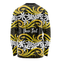 Personalised Cook Islands Aitutaki Long Sleeve Shirt Tiare Maori Polynesian Waves Tattoo LT14 - Polynesian Pride