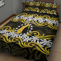 Personalised Cook Islands Aitutaki Quilt Bed Set Tiare Maori Polynesian Waves Tattoo LT14 - Polynesian Pride