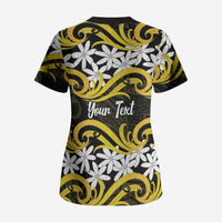 Personalised Cook Islands Aitutaki Scrub Top Tiare Maori Polynesian Waves Tattoo LT14 - Polynesian Pride