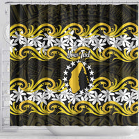 Personalised Cook Islands Aitutaki Shower Curtain Tiare Maori Polynesian Waves Tattoo LT14 - Polynesian Pride