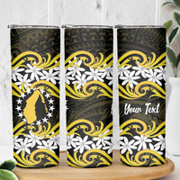 Personalised Cook Islands Aitutaki Skinny Tumbler Tiare Maori Polynesian Waves Tattoo