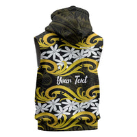 Personalised Cook Islands Aitutaki Sleeveless Zip Hoodie Tiare Maori Polynesian Waves Tattoo LT14 - Polynesian Pride