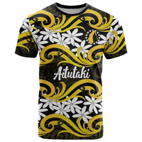 Personalised Cook Islands Aitutaki T Shirt Tiare Maori Polynesian Waves Tattoo LT14 Yellow - Polynesian Pride