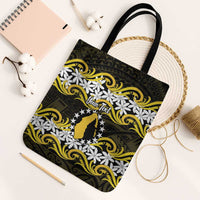 Personalised Cook Islands Aitutaki Tote Bag Tiare Maori Polynesian Waves Tattoo LT14 Black Strap One Size Yellow - Polynesian Pride