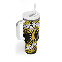 Personalised Cook Islands Aitutaki Tumbler With Handle Tiare Maori Polynesian Waves Tattoo LT14 - Polynesian Pride