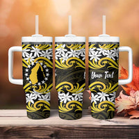 Personalised Cook Islands Aitutaki Tumbler With Handle Tiare Maori Polynesian Waves Tattoo LT14 - Polynesian Pride