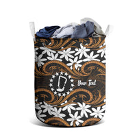 Personalised Cook Islands Rakahanga Laundry Basket Tiare Maori Polynesian Waves Tattoo LT14 - Polynesian Pride