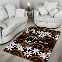 Personalised Cook Islands Rakahanga Area Rug Tiare Maori Polynesian Waves Tattoo LT14 - Polynesian Pride