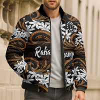 Personalised Cook Islands Rakahanga Bomber Puffer Jacket Tiare Maori Polynesian Waves Tattoo LT14 - Polynesian Pride