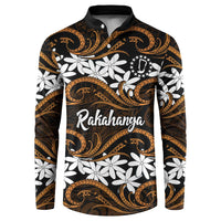 Personalised Cook Islands Rakahanga Button Sweatshirt Tiare Maori Polynesian Waves Tattoo LT14 Orange - Polynesian Pride