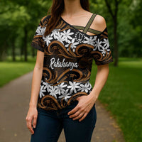 Personalised Cook Islands Rakahanga Cross Shoulder Shirt Tiare Maori Polynesian Waves Tattoo LT14 - Polynesian Pride