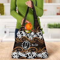 Personalised Cook Islands Rakahanga Grocery Bag Tiare Maori Polynesian Waves Tattoo LT14 - Polynesian Pride