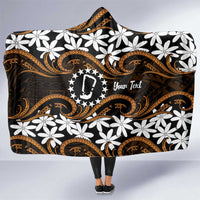 Personalised Cook Islands Rakahanga Hooded Blanket Tiare Maori Polynesian Waves Tattoo LT14 One Size Orange - Polynesian Pride