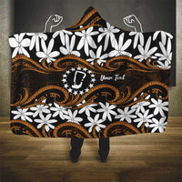 Personalised Cook Islands Rakahanga Hooded Blanket Tiare Maori Polynesian Waves Tattoo LT14 - Polynesian Pride