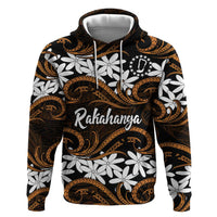 Personalised Cook Islands Rakahanga Hoodie Tiare Maori Polynesian Waves Tattoo LT14 Pullover Hoodie Orange - Polynesian Pride