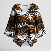 Personalised Cook Islands Rakahanga Kimono Sleeve Blouse Tiare Maori Polynesian Waves Tattoo LT14 Female Orange - Polynesian Pride