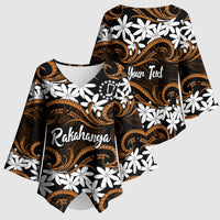 Personalised Cook Islands Rakahanga Kimono Sleeve Blouse Tiare Maori Polynesian Waves Tattoo LT14 - Polynesian Pride