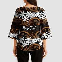 Personalised Cook Islands Rakahanga Kimono Sleeve Blouse Tiare Maori Polynesian Waves Tattoo LT14 - Polynesian Pride