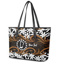 Personalised Cook Islands Rakahanga Leather Tote Bag Tiare Maori Polynesian Waves Tattoo LT14 - Polynesian Pride