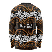 Personalised Cook Islands Rakahanga Long Sleeve Shirt Tiare Maori Polynesian Waves Tattoo LT14 - Polynesian Pride