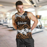 Personalised Cook Islands Rakahanga Men Tank Top Tiare Maori Polynesian Waves Tattoo LT14 Orange - Polynesian Pride