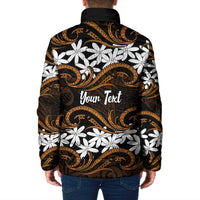Personalised Cook Islands Rakahanga Padded Jacket Tiare Maori Polynesian Waves Tattoo LT14 - Polynesian Pride
