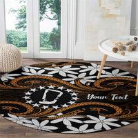 Personalised Cook Islands Rakahanga Round Carpet Tiare Maori Polynesian Waves Tattoo LT14 - Polynesian Pride