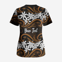 Personalised Cook Islands Rakahanga Scrub Top Tiare Maori Polynesian Waves Tattoo LT14 - Polynesian Pride