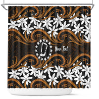 Personalised Cook Islands Rakahanga Shower Curtain Tiare Maori Polynesian Waves Tattoo LT14 Orange - Polynesian Pride