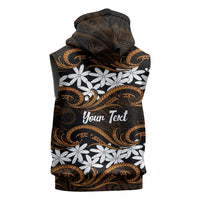 Personalised Cook Islands Rakahanga Sleeveless Hoodie Tiare Maori Polynesian Waves Tattoo LT14 - Polynesian Pride
