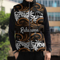 Personalised Cook Islands Rakahanga Sleeveless Puffer Jacket Tiare Maori Polynesian Waves Tattoo LT14 - Polynesian Pride
