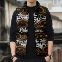 Personalised Cook Islands Rakahanga Sleeveless Puffer Jacket Tiare Maori Polynesian Waves Tattoo LT14 - Polynesian Pride