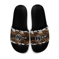Personalised Cook Islands Rakahanga Slide Sandals Tiare Maori Polynesian Waves Tattoo LT14 Orange - Polynesian Pride