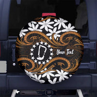 Personalised Cook Islands Rakahanga Spare Tire Cover Tiare Maori Polynesian Waves Tattoo LT14 No hole Orange - Polynesian Pride